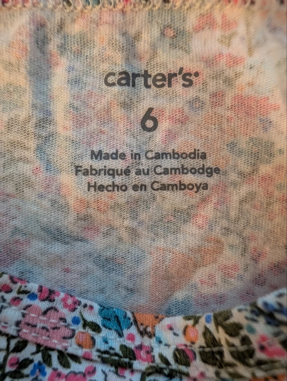 Carter's Girls Floral Ruffle Sleeve Top - Multicolor Cotton Size 6